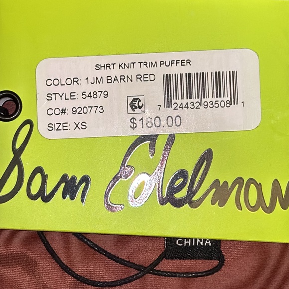 Sam Edelman Women's Barn Red Puffer Jacket with Hood – Size XS - Picture 6 of 12